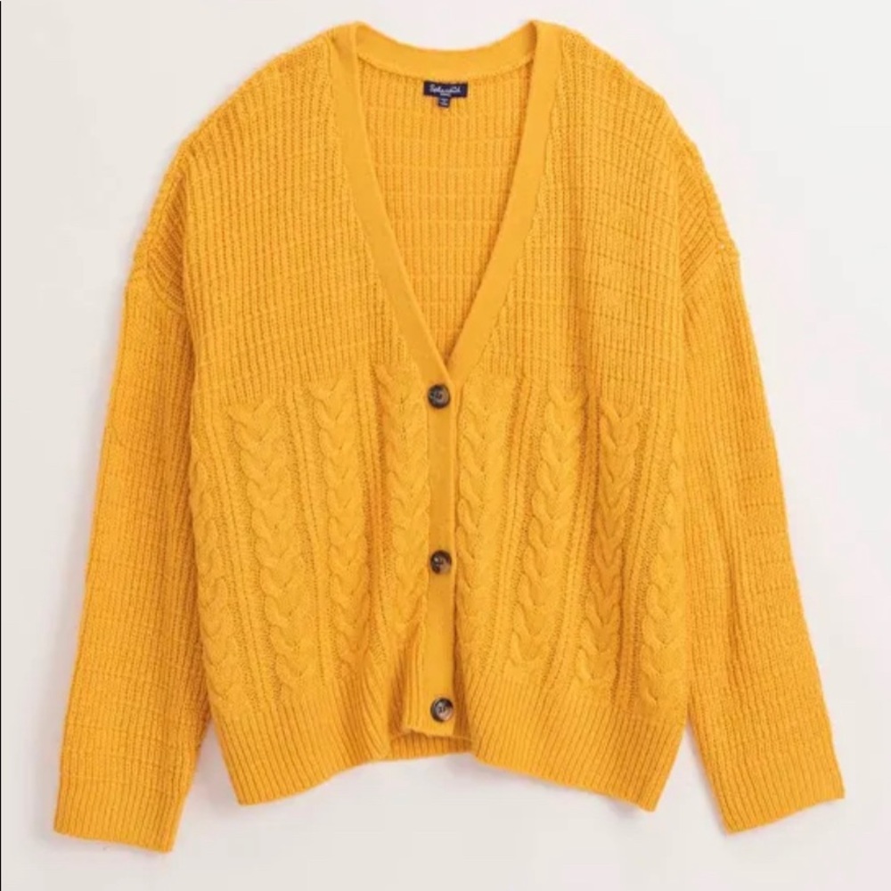 NWT SPLENDID Cableknit Chunky Fisherman Sweater Sunshine Yellow Cabin core M